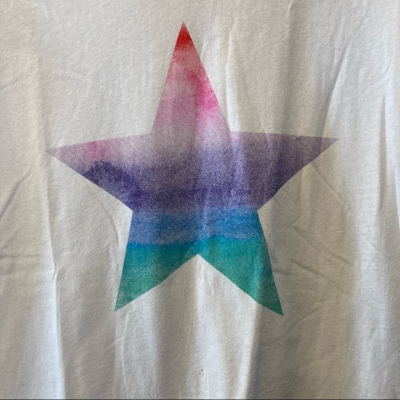 Chaser brand White top T-shirt shirt women’s with rainbow star print, size small - Picture 4 of 8
